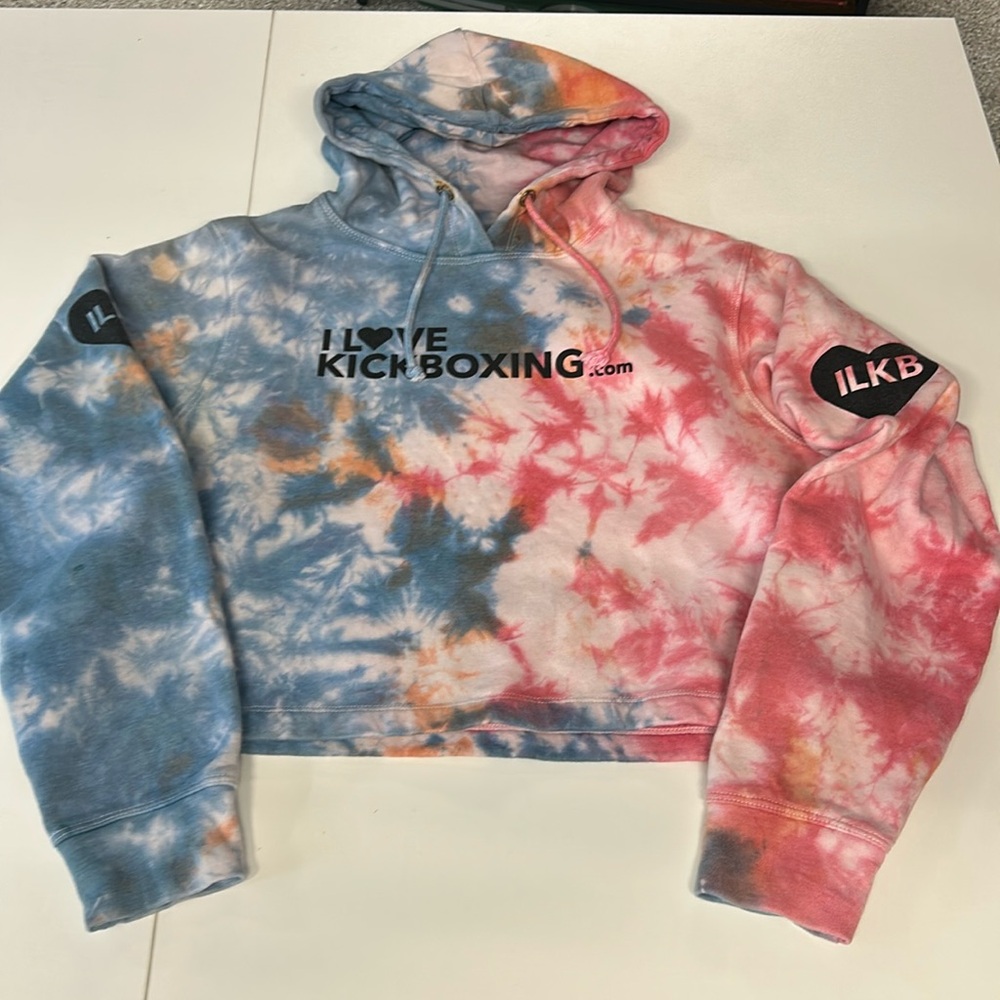 I love kickboxing cropped tie dye hoodie. Sz. L.